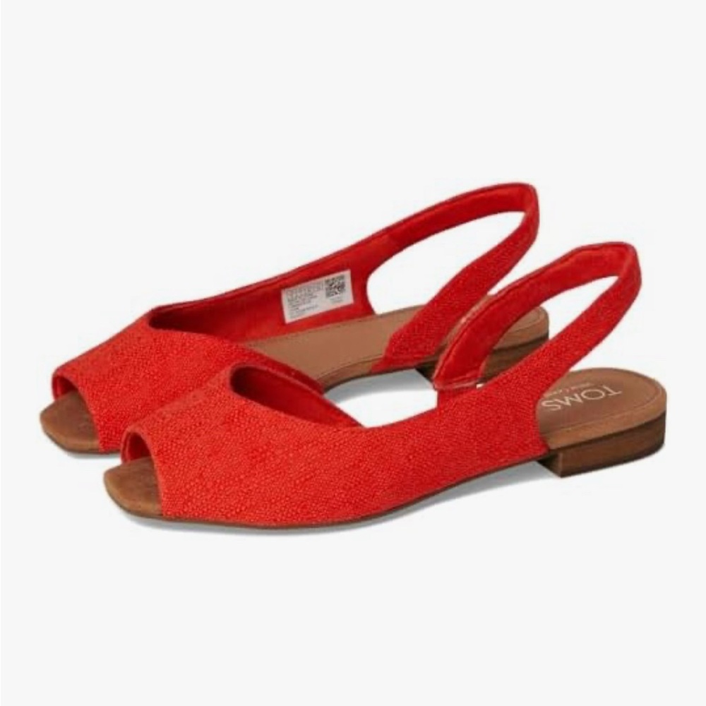 TOMS Briella Red Slingback Flats